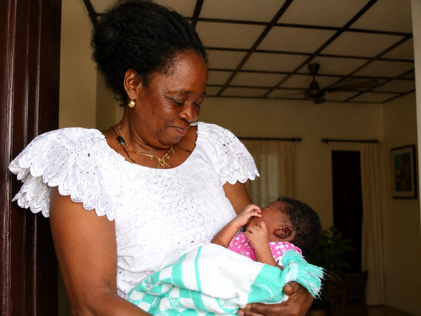 Margaret Nwomeh holding baby Chimamanda